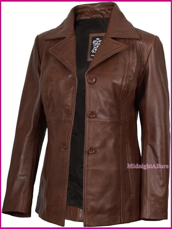 Jackets & Blazers - Real Lambskin Leather Blazer Coat Women's Tailored Casual Dressy Jacket